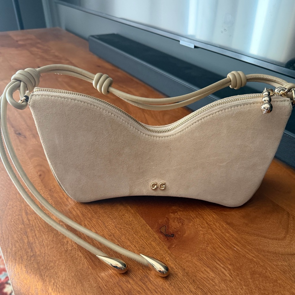 Cult Gaia Mercier Suede Shoulder Bag in Sand - Picture 2 of 10